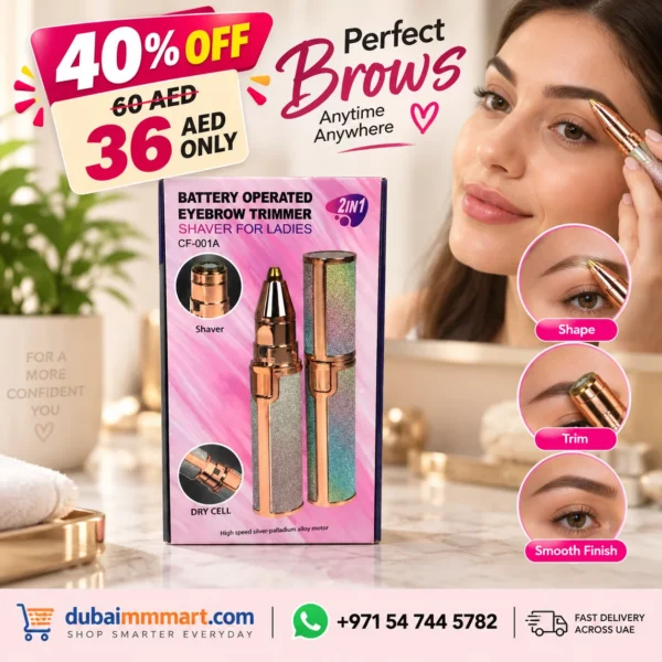 2 in 1 Eyebrow Trimmer Shaver for Ladies - Rose Gold (CF-001A) 2 in 1 Eyebrow Trimmer & Shaver for Ladies - Rose Gold (CF-001A)